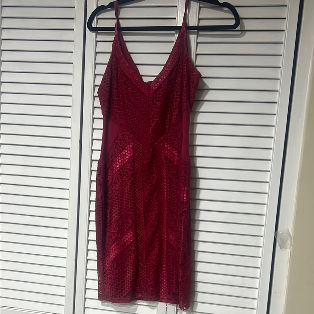 Guess Red Velvet Mini Slip Dress